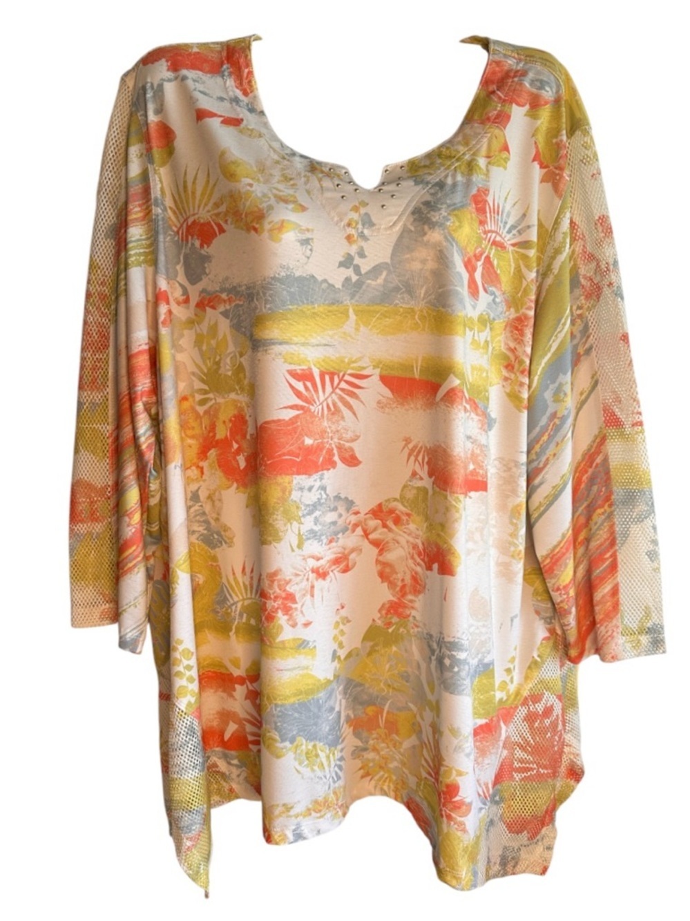 Women's Floral Scoop-Neck Tunic Top in Multi-Color